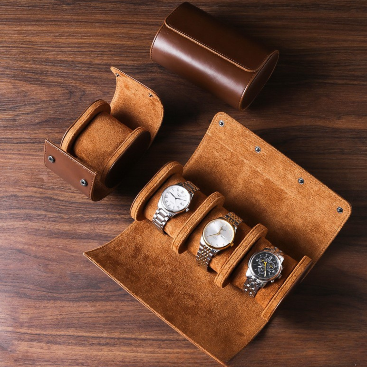 PREMIUM TRAVEL WATCH CASE - BROWN